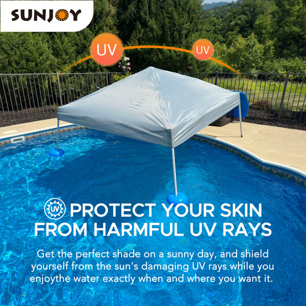 Sunjoy Floating Pool Canopy 10’ × 10’ Pop Up GazeboFabric Canopy Wayfair